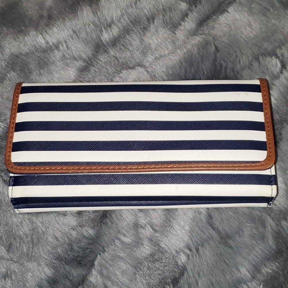 Navy & White Striped Wallet
